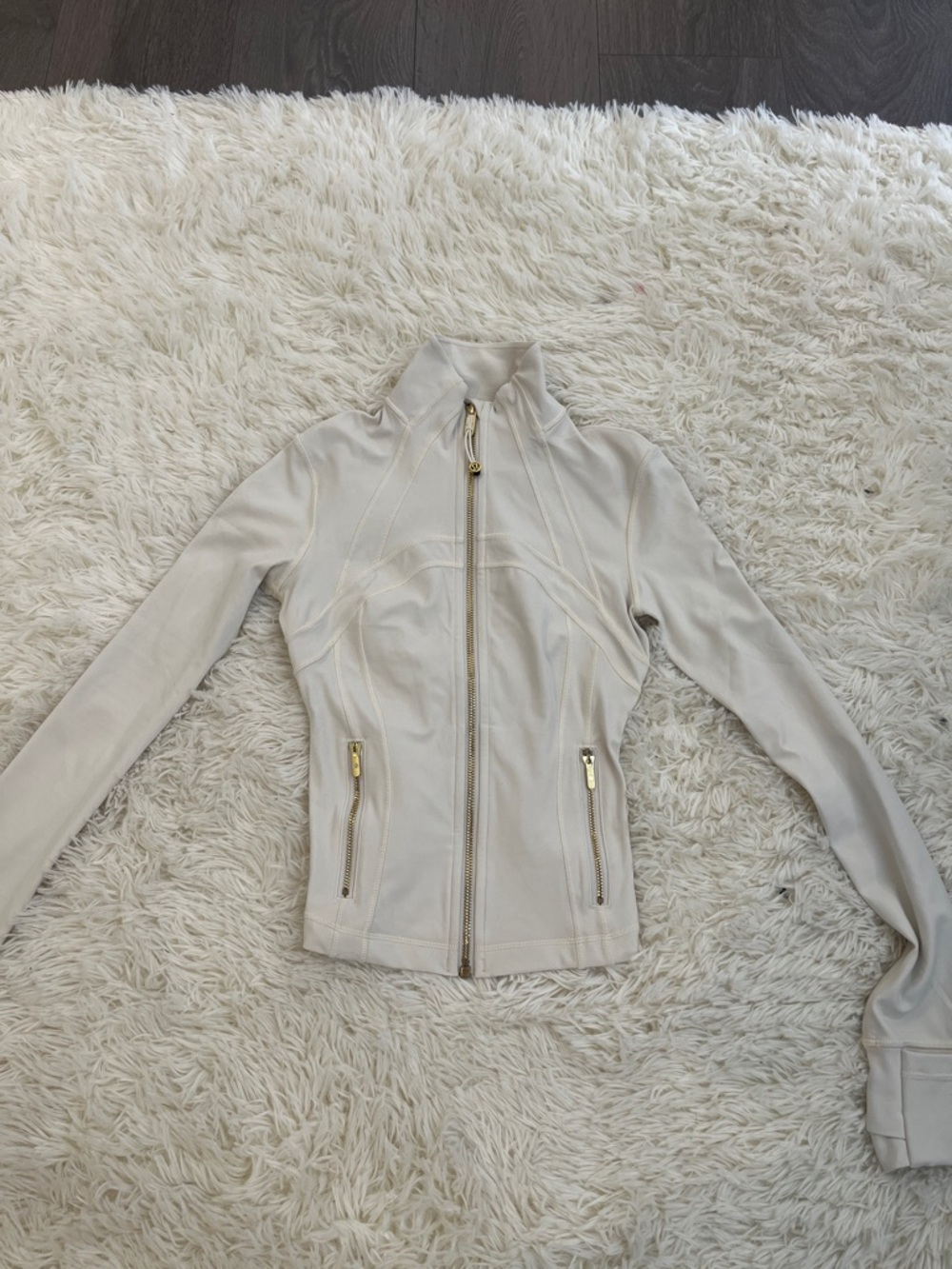 Lululemon Cream Zip-Front Jacket with Gold Hardware